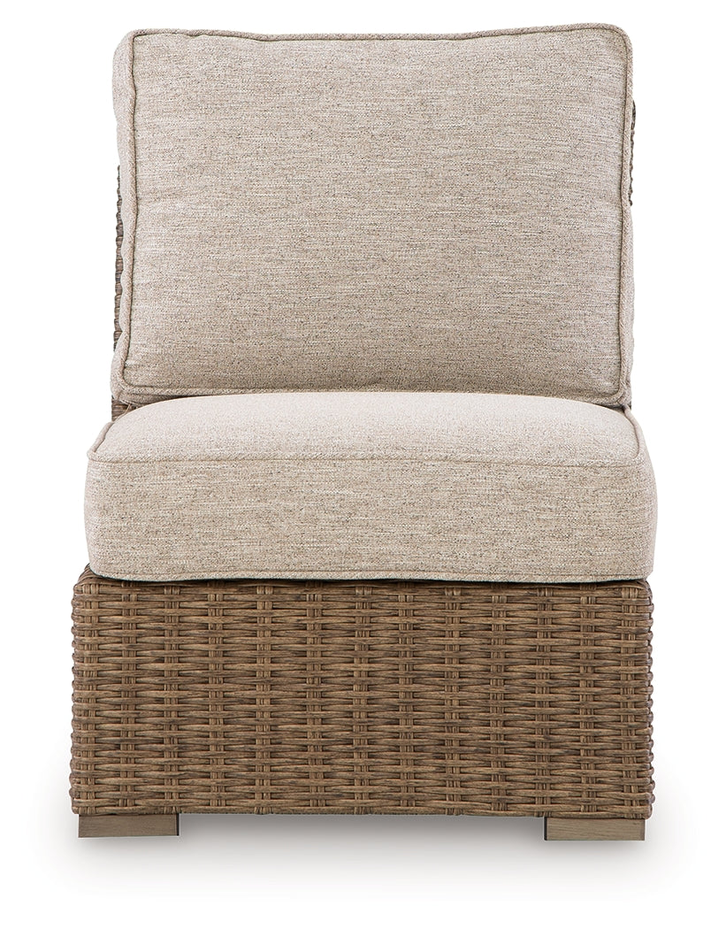 Beachcroft New Beige Outdoor Armless Chair with Cushion