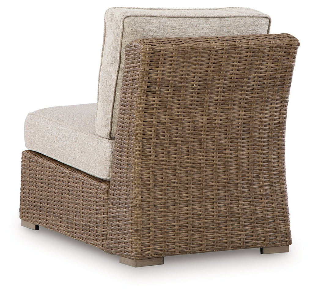 Beachcroft New Beige Outdoor Armless Chair with Cushion