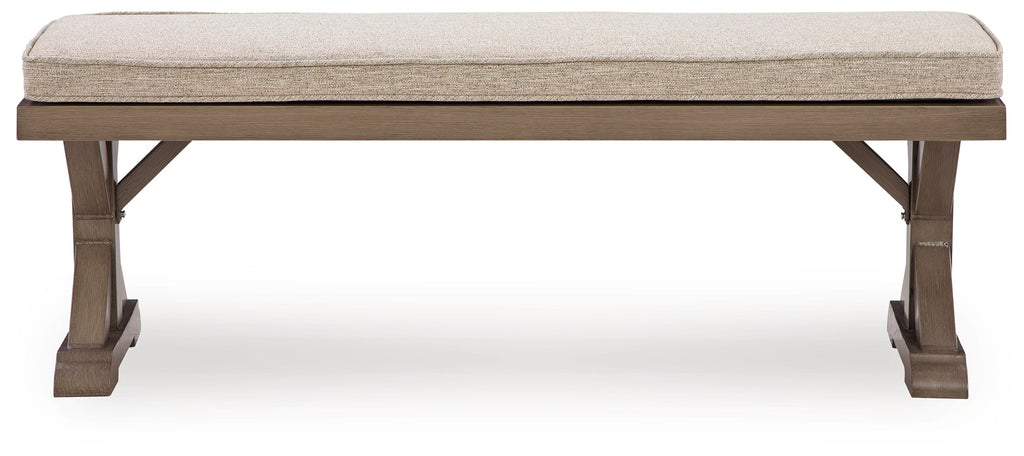 Beachcroft New Beige Outdoor Bench with Cushion