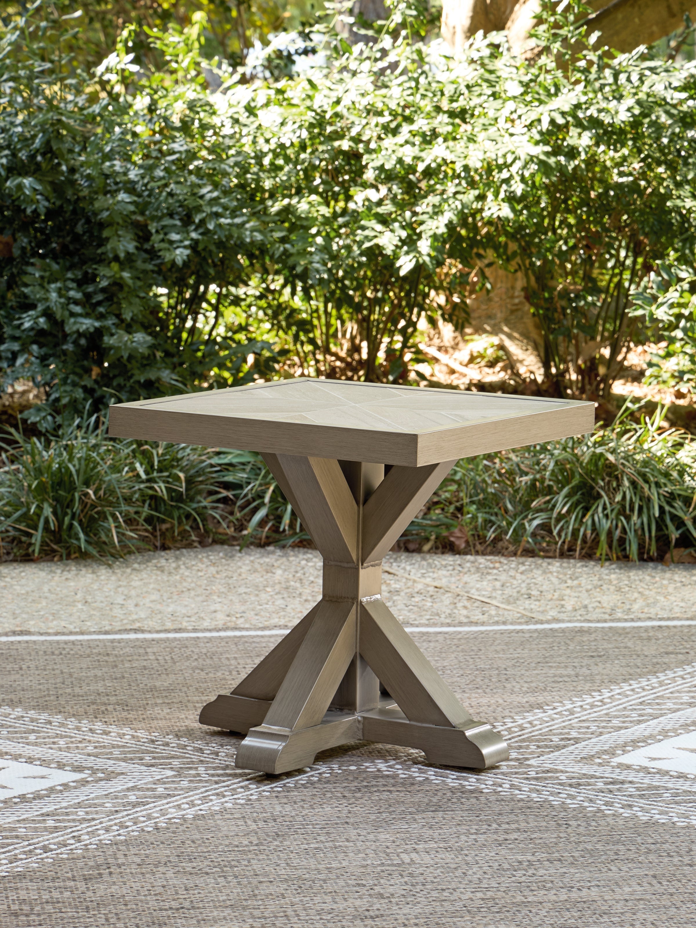 Beachcroft New Beige Outdoor End Table