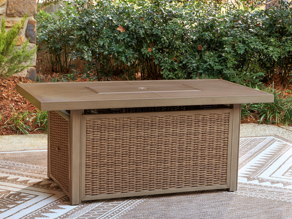 Beachcroft New Beige Outdoor Fire Pit Table