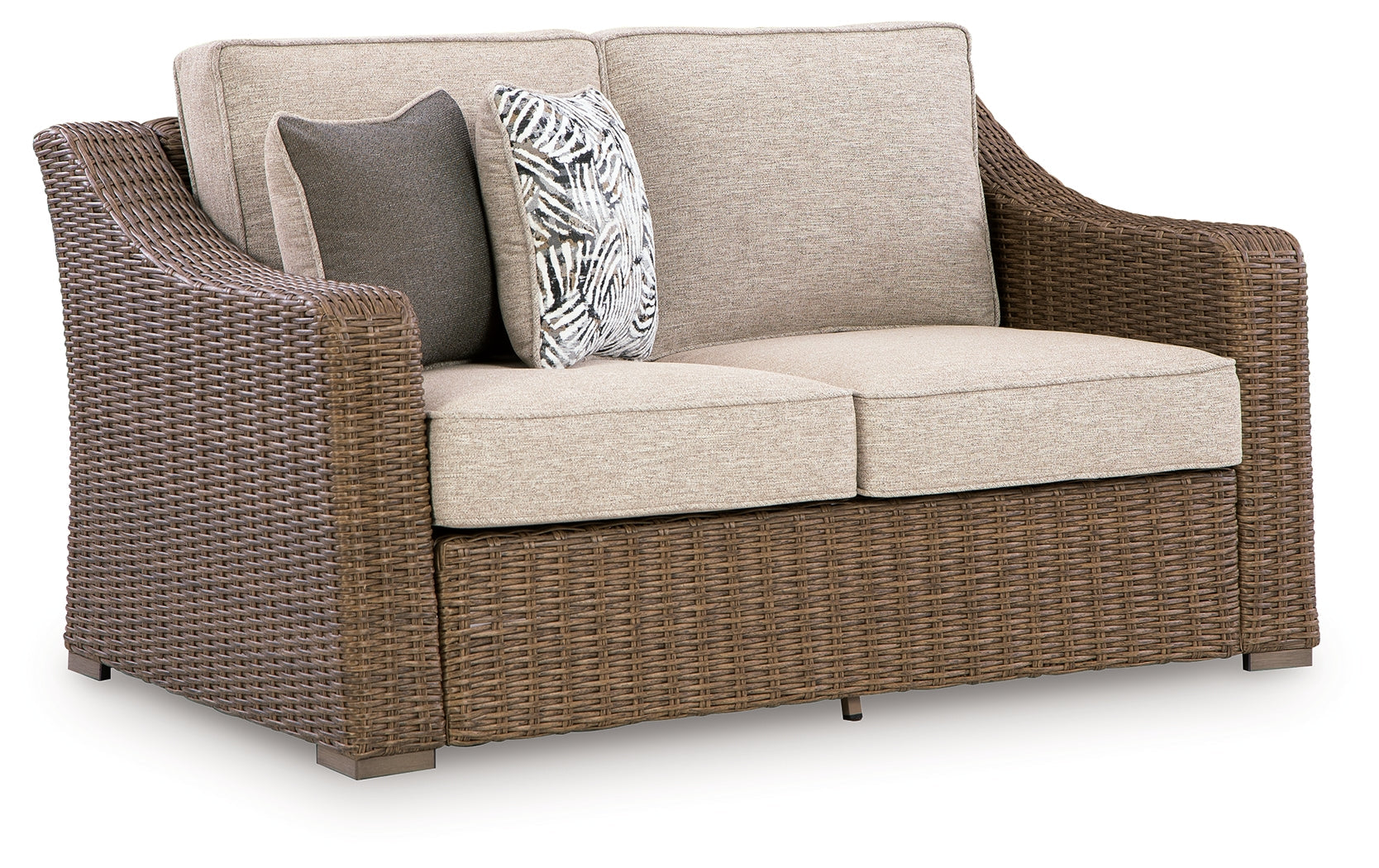Beachcroft New Beige Outdoor Loveseat with Cushion