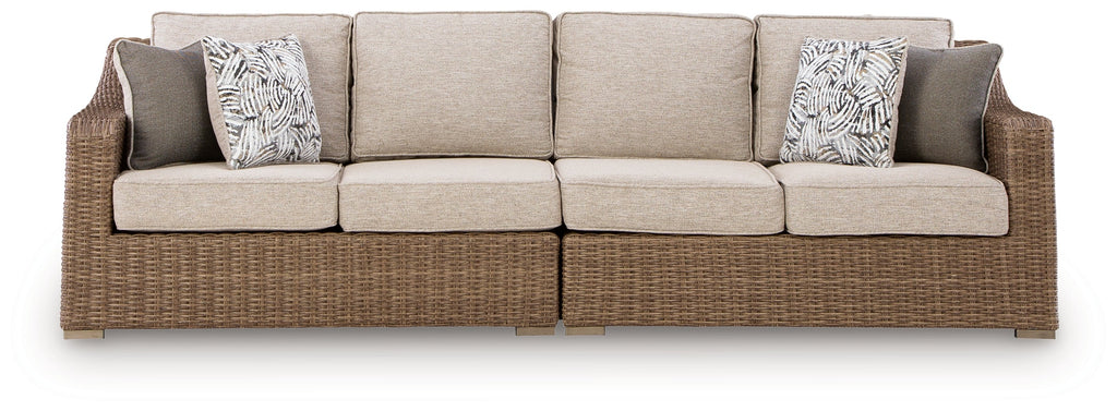 Beachcroft New Beige Outdoor Raf/Laf Loveseat with Cushion (Set of 2)