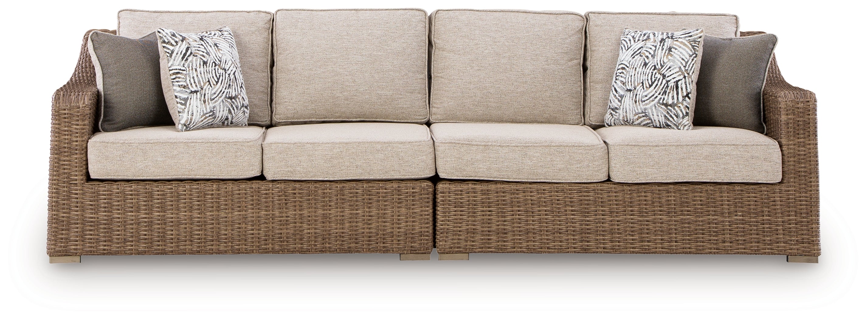 Beachcroft New Beige Outdoor Raf/Laf Loveseat with Cushion (Set of 2)