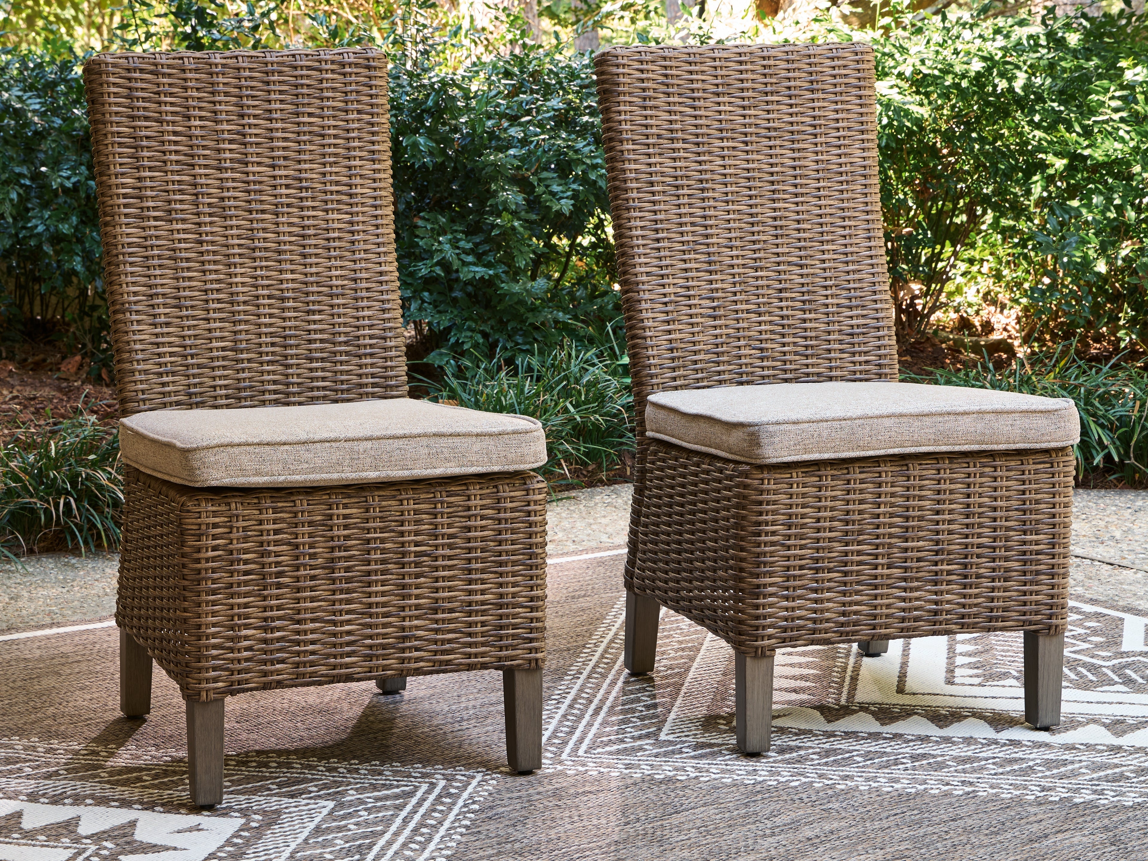 Beachcroft New Beige Outdoor Side Chair with Cushion (Set of 2)