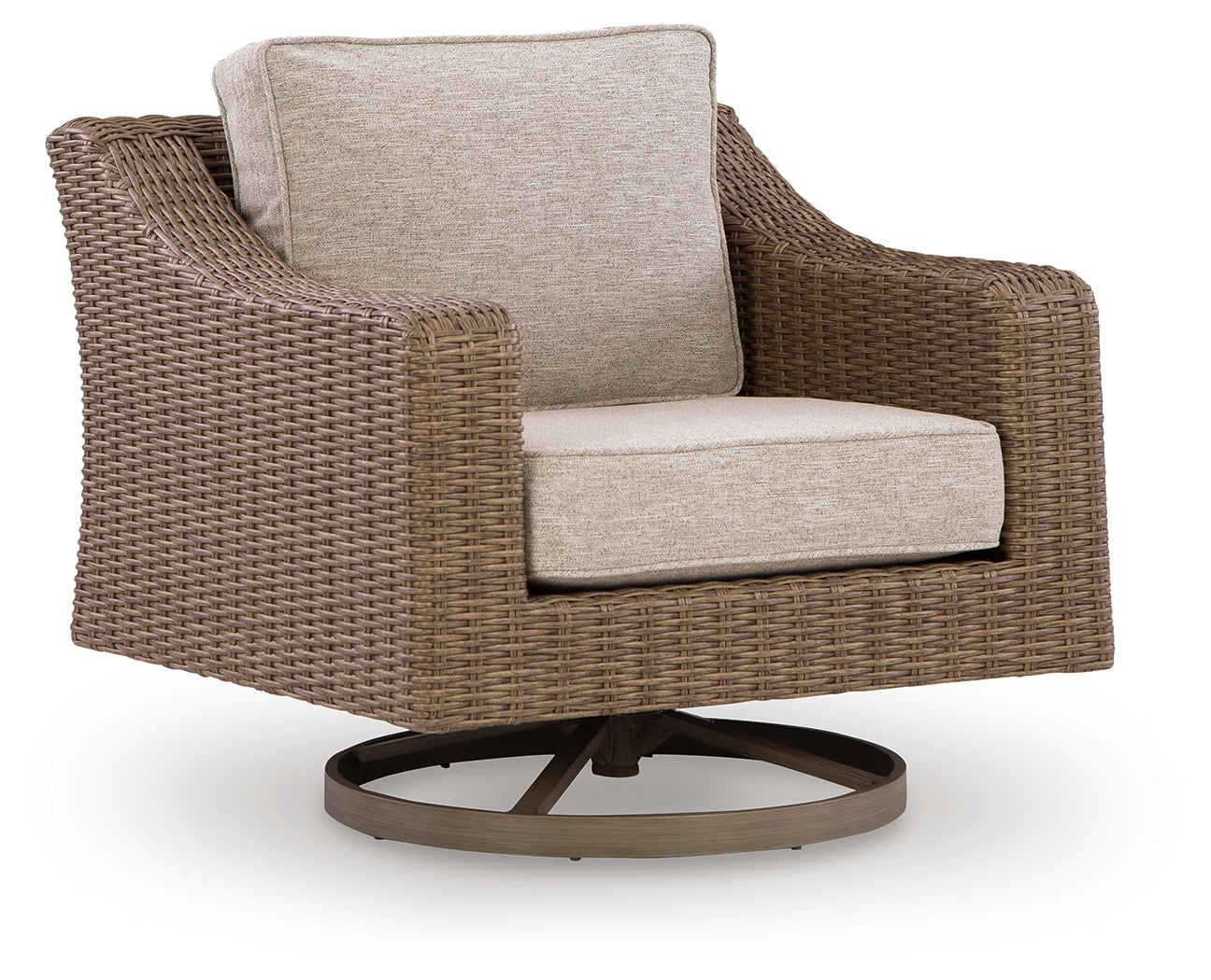 Beachcroft New Beige Outdoor Swivel Lounge with Cushion