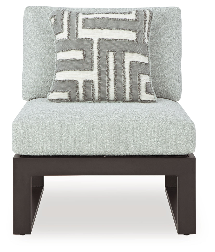 Beachloft Black/Gray Outdoor Armless Chair with Cushion