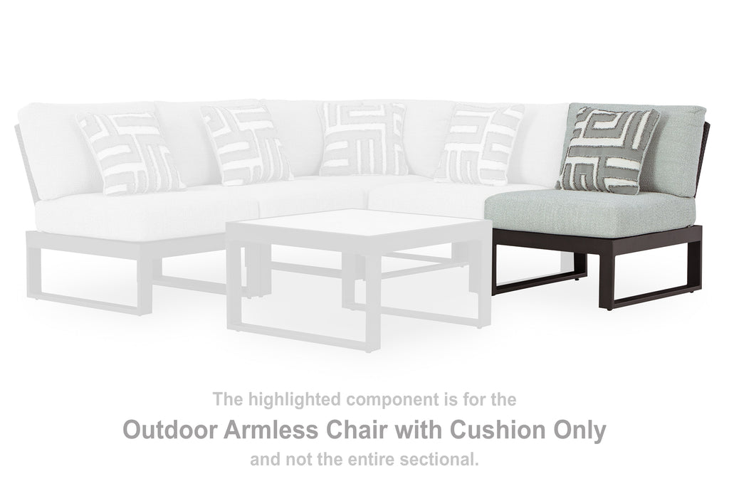 Beachloft Black/Gray Outdoor Armless Chair with Cushion
