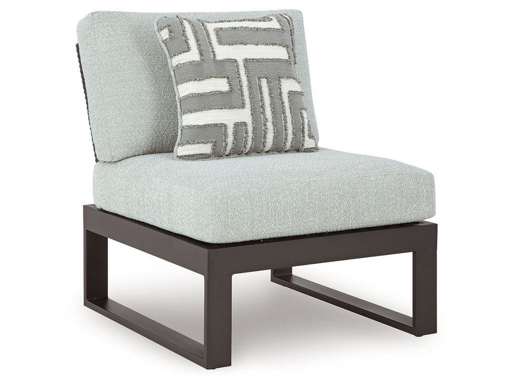 Beachloft Black/Gray Outdoor Armless Chair with Cushion