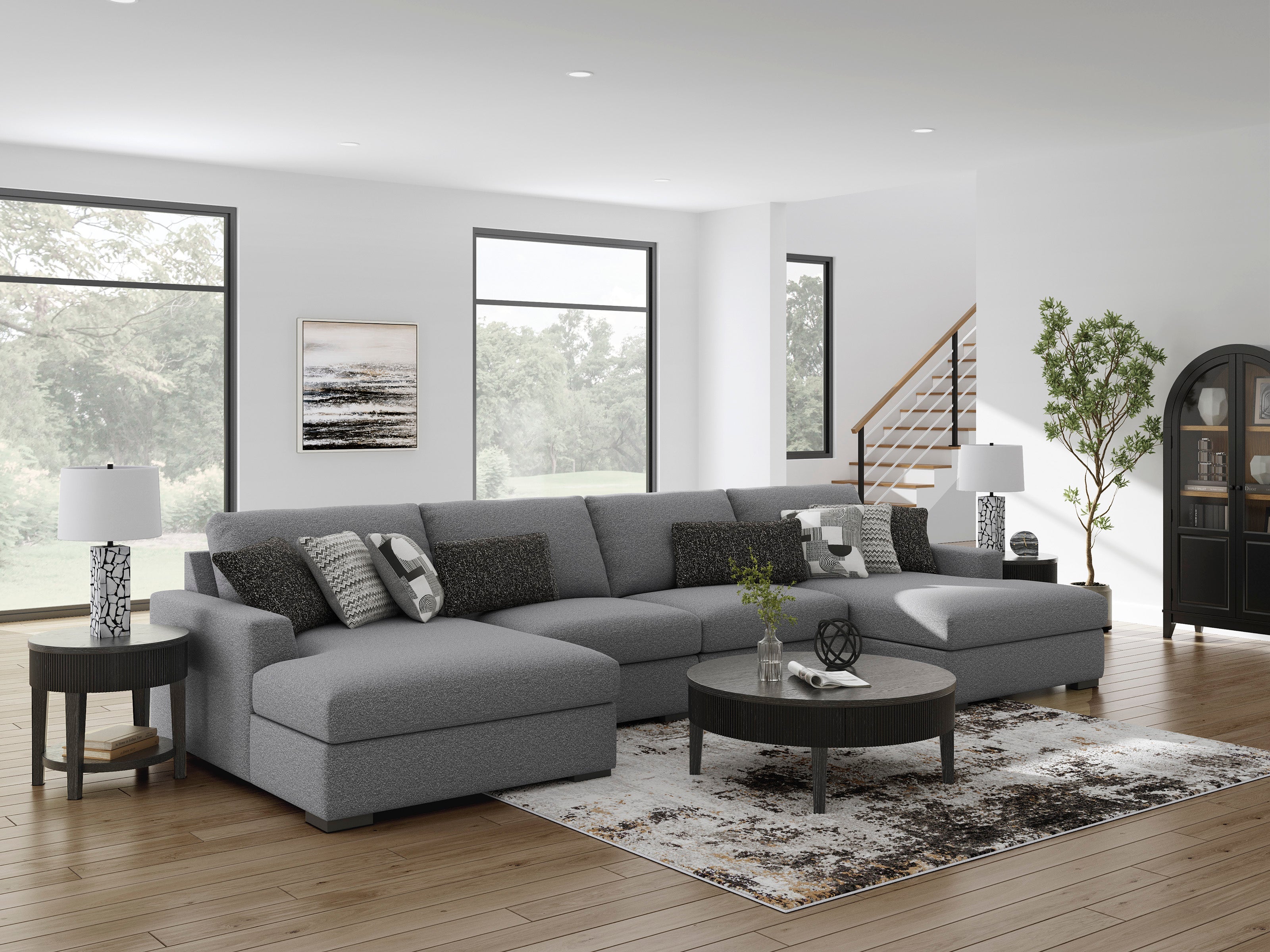 Bealton Salt and Pepper 4-Piece Sectional with Double Chaise
