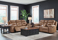 Beaman Peak Toffee Reclining Sofa and Loveseat