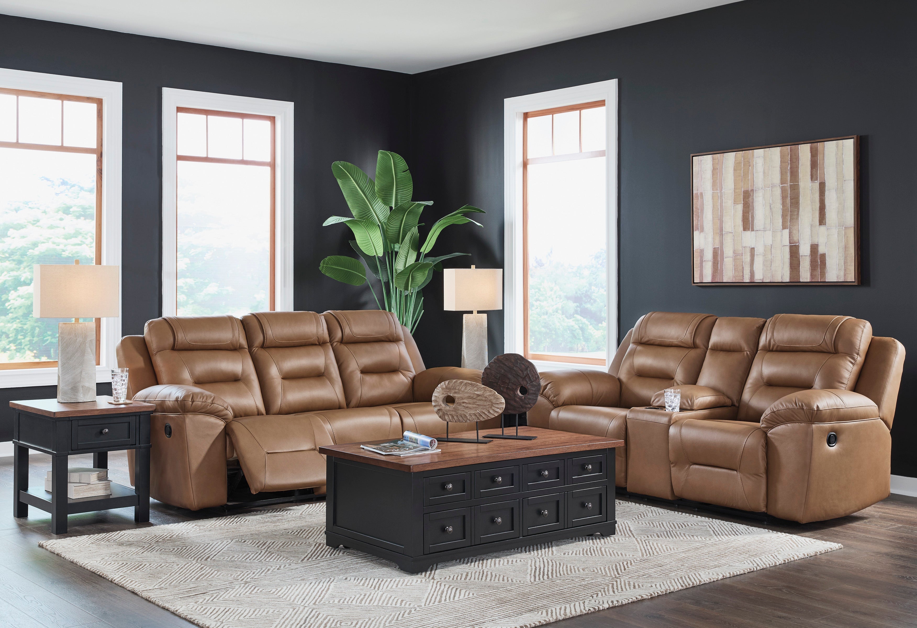 Beaman Peak Toffee Reclining Living Room Set