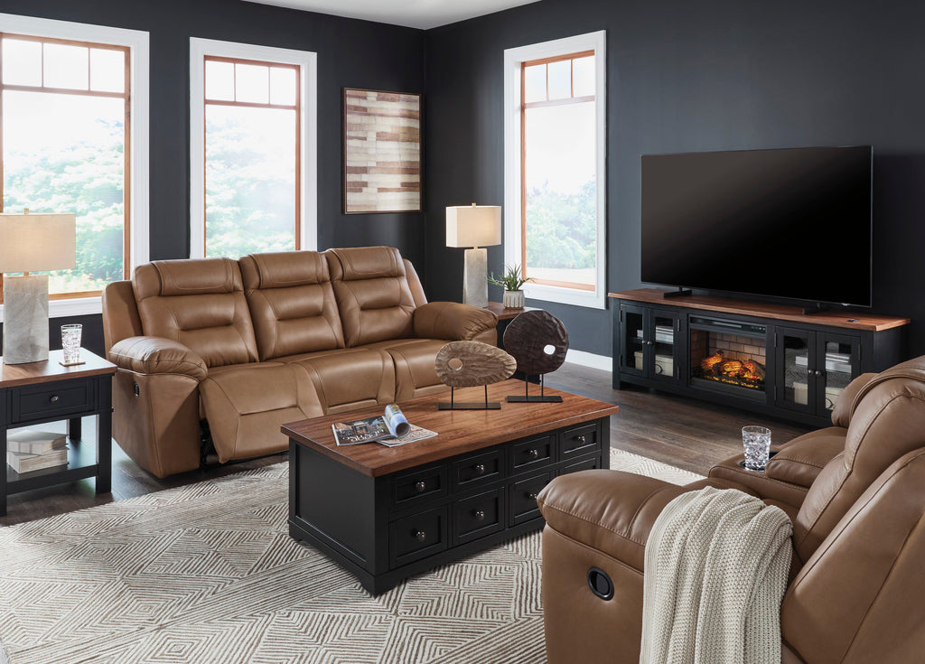 Beaman Peak Toffee Reclining Sofa and Loveseat