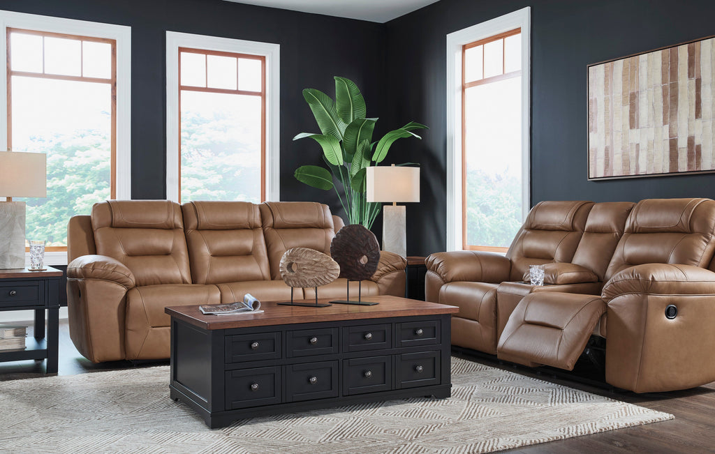 Beaman Peak Toffee Reclining Living Room Set