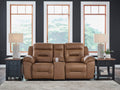 Beaman Peak Toffee Reclining Loveseat with Console