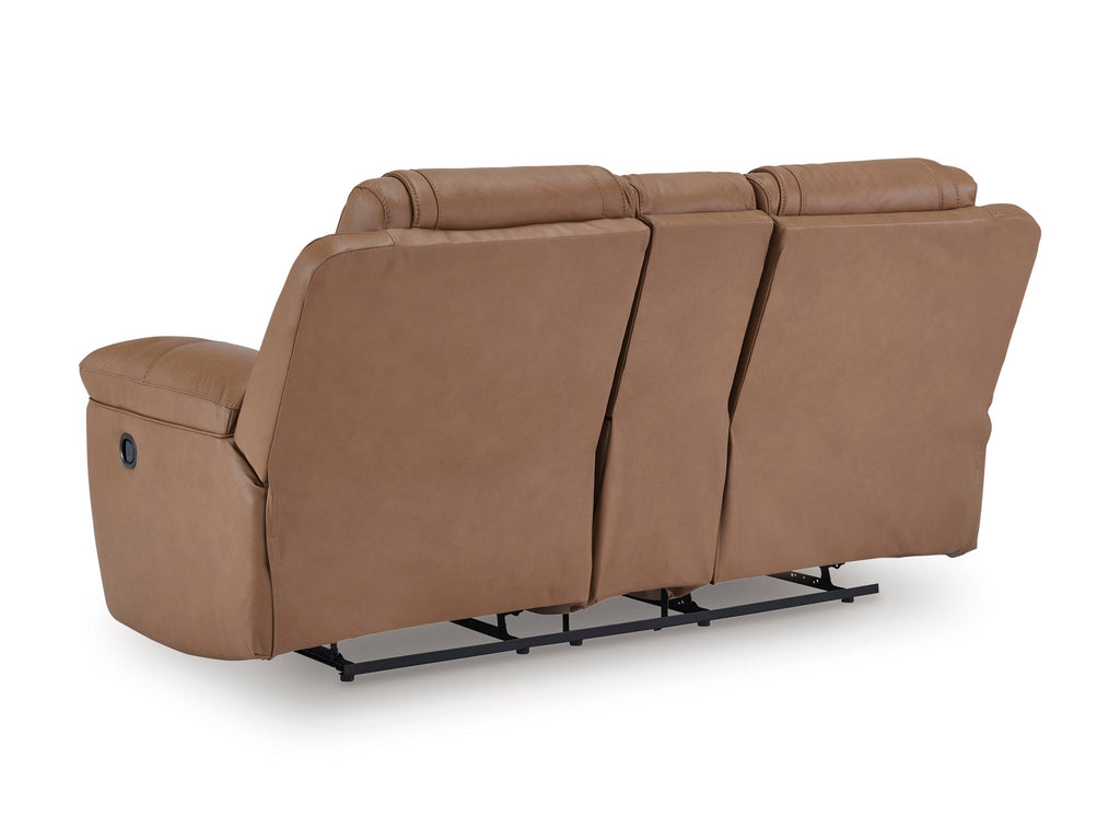 Beaman Peak Toffee Reclining Loveseat with Console