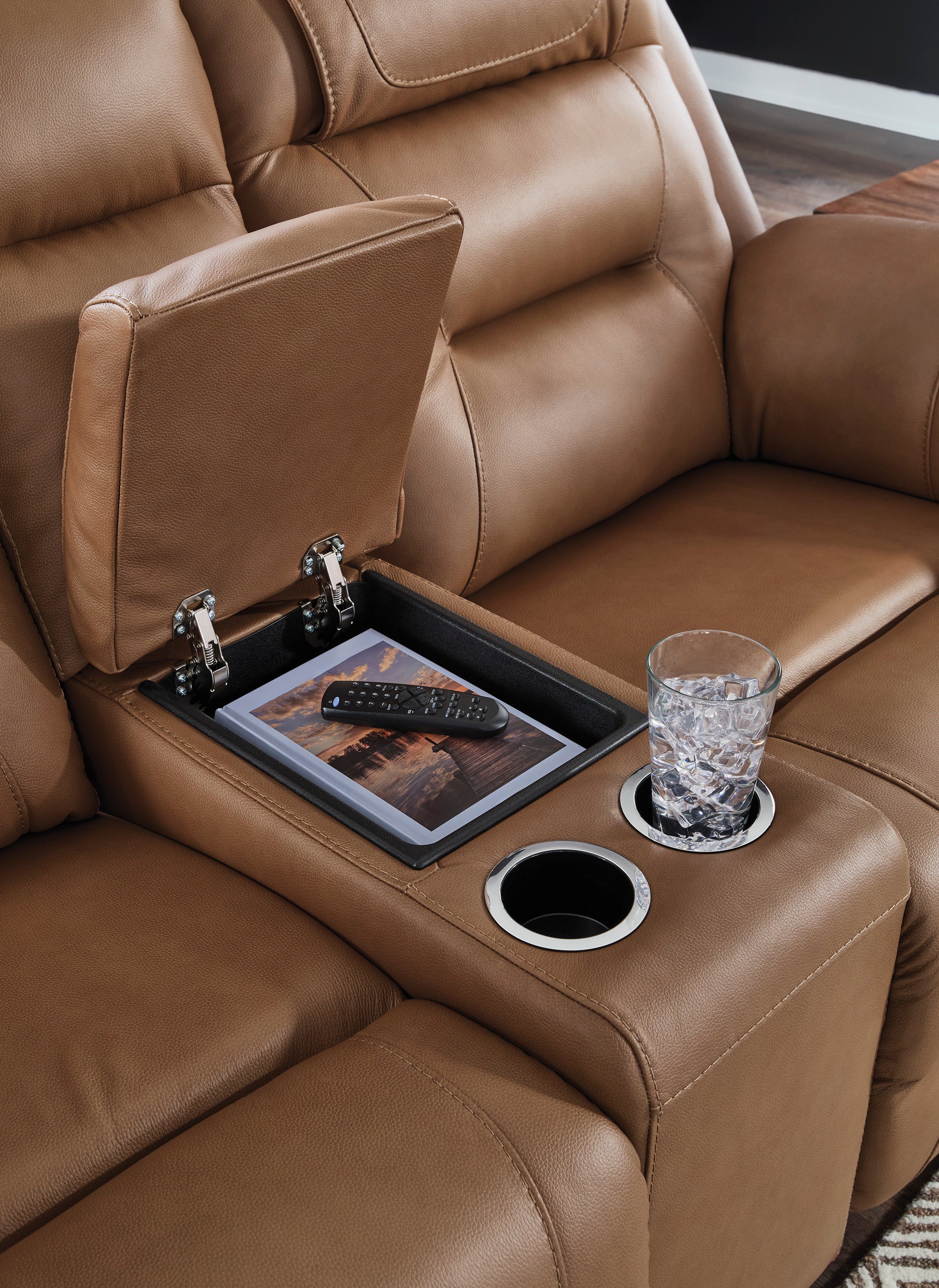 Beaman Peak Toffee Reclining Living Room Set