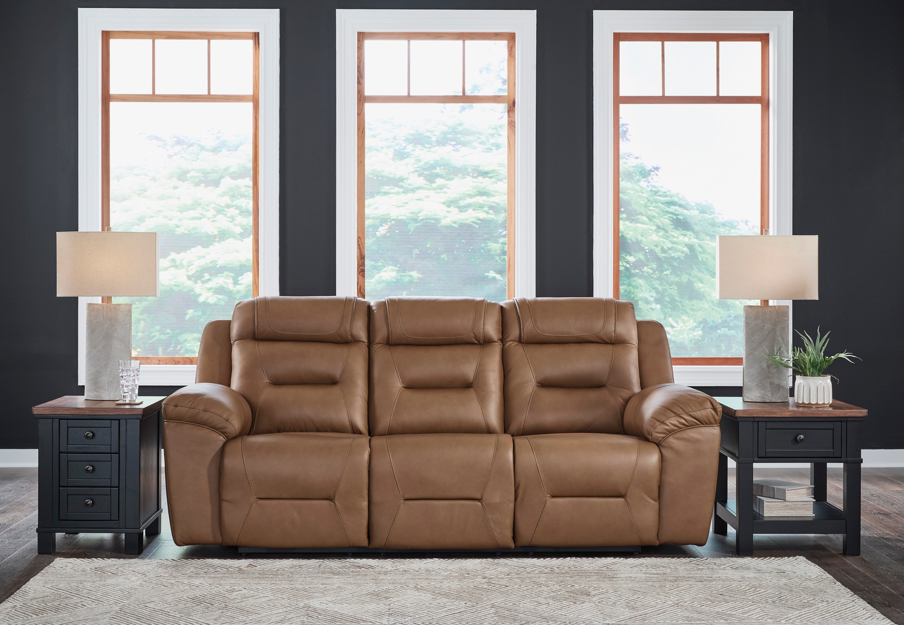 Beaman Peak Toffee Reclining Sofa and Loveseat