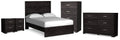 Belachime Full Panel Bed, Dresser, Chest and 2 Nightstands, Charcoal