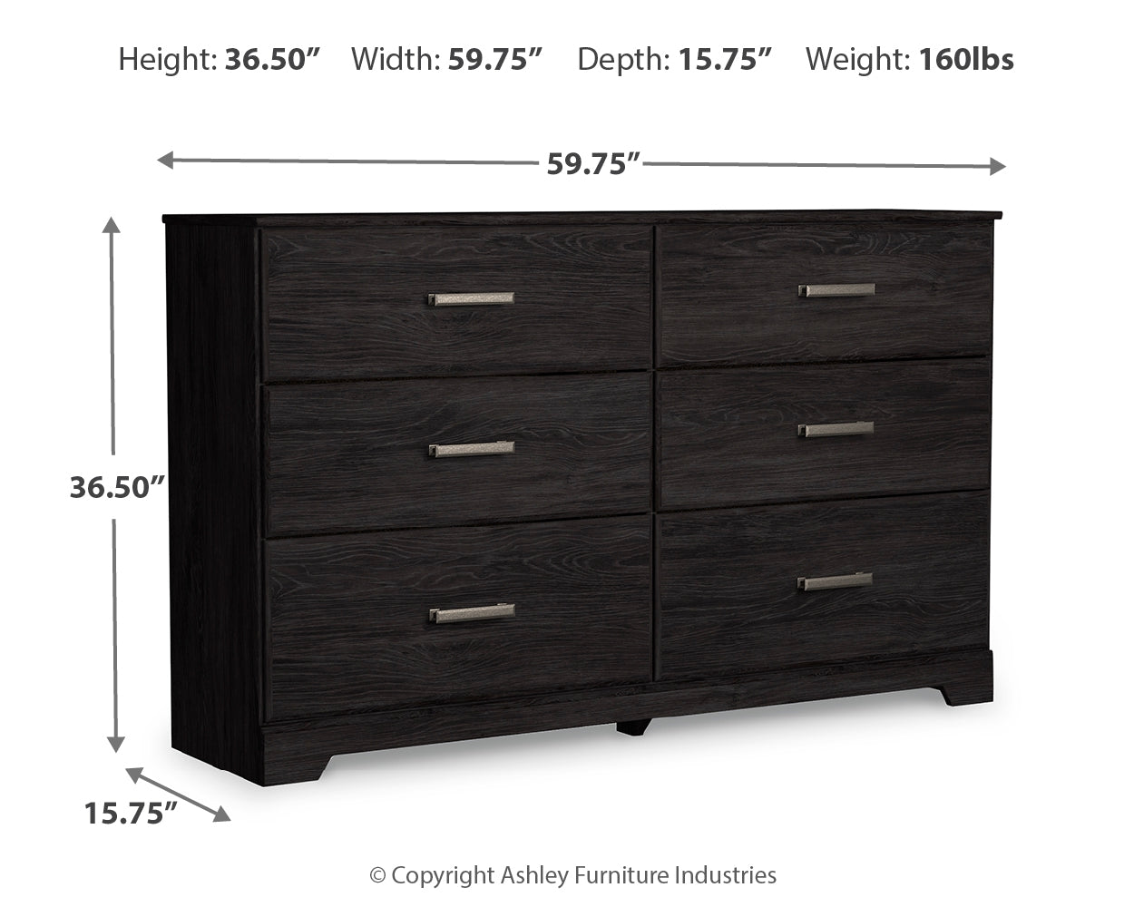 Belachime Full Panel Bed, Dresser, Chest and 2 Nightstands, Charcoal
