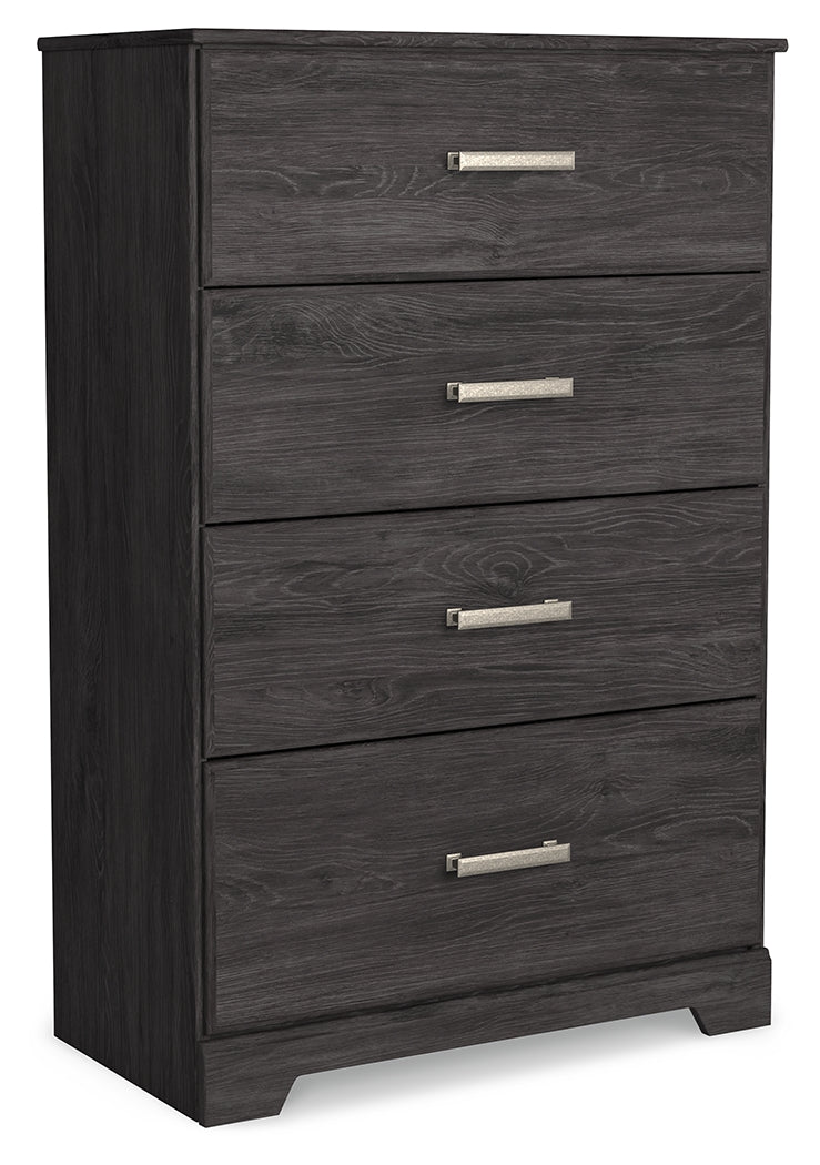 Belachime Full Panel Bed, Dresser, Chest and 2 Nightstands, Charcoal