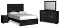 Belachime Full Panel Bed, Dresser, Mirror and Nightstand, Charcoal