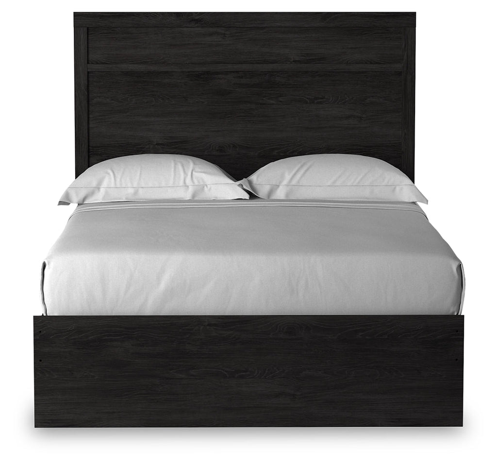 Belachime Full Panel Bed, Dresser, Mirror and Nightstand, Charcoal