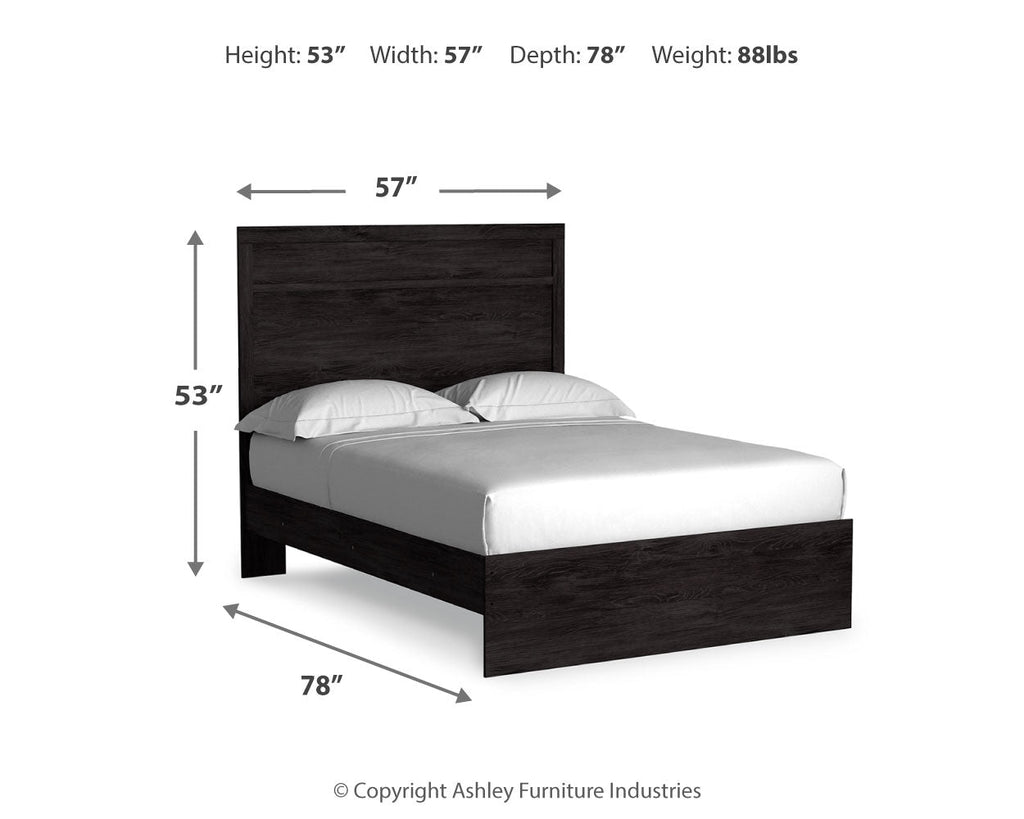 Belachime Full Panel Bed, Dresser, Mirror and Nightstand, Charcoal