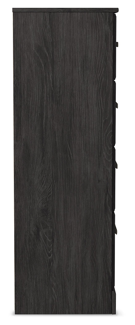 Belachime King Panel Bed, Dresser, Chest and 2 Nightstands, Charcoal