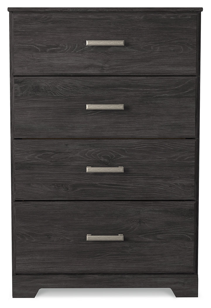 Belachime King Panel Bed, Dresser, Mirror, Chest and Nightstand, Charcoal
