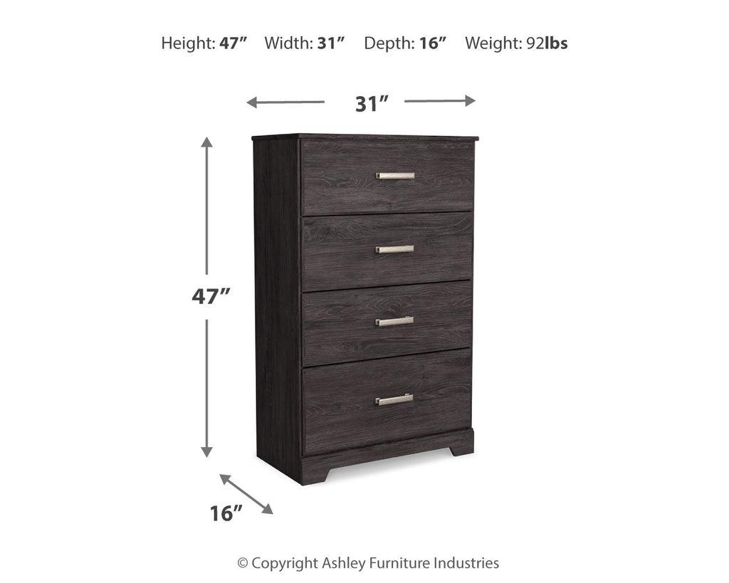 Belachime King Panel Bed, Dresser, Mirror, Chest and Nightstand, Charcoal