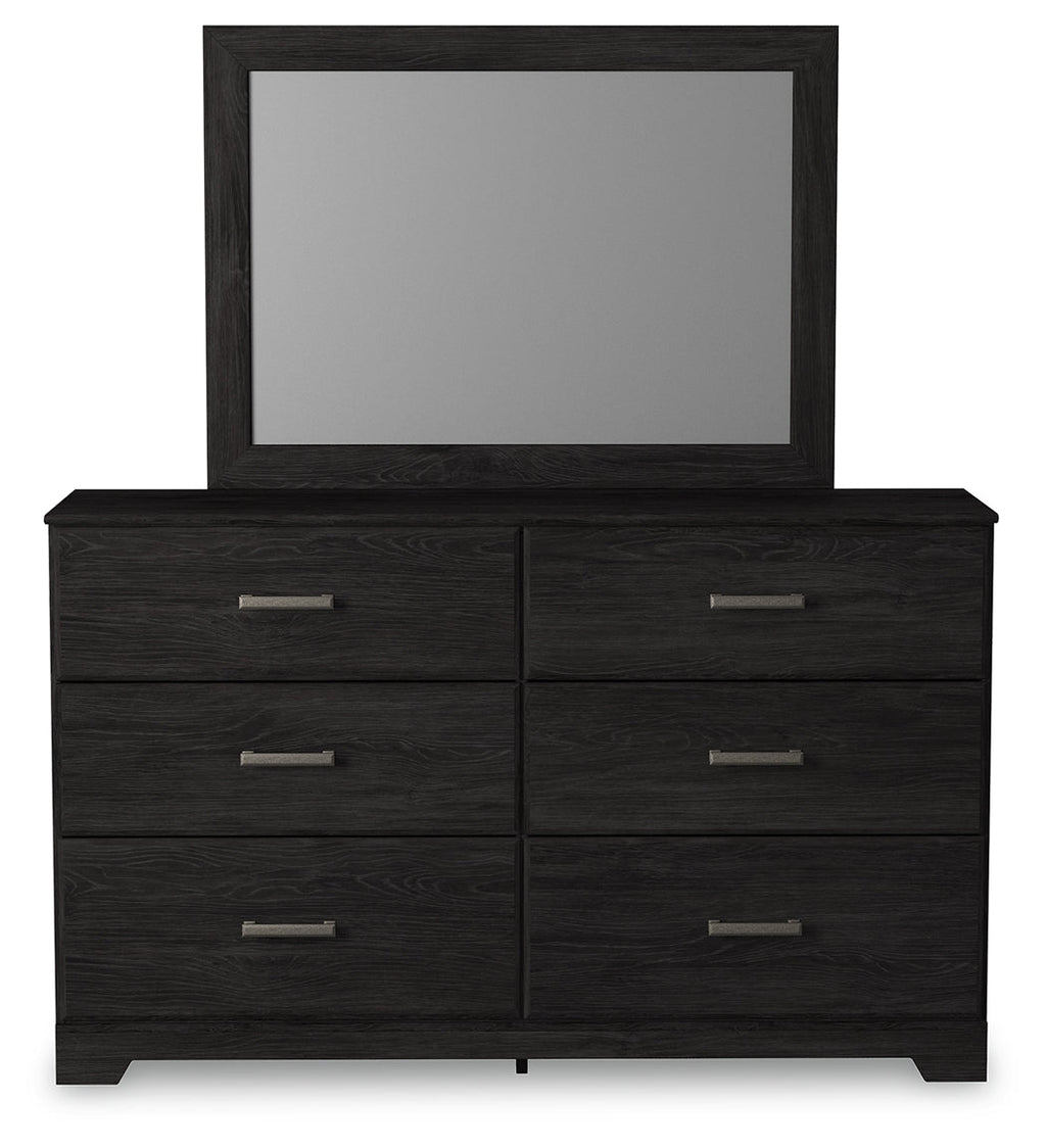 Belachime Charcoal King Panel Bed, Dresser Mirror and 2 Nightstands