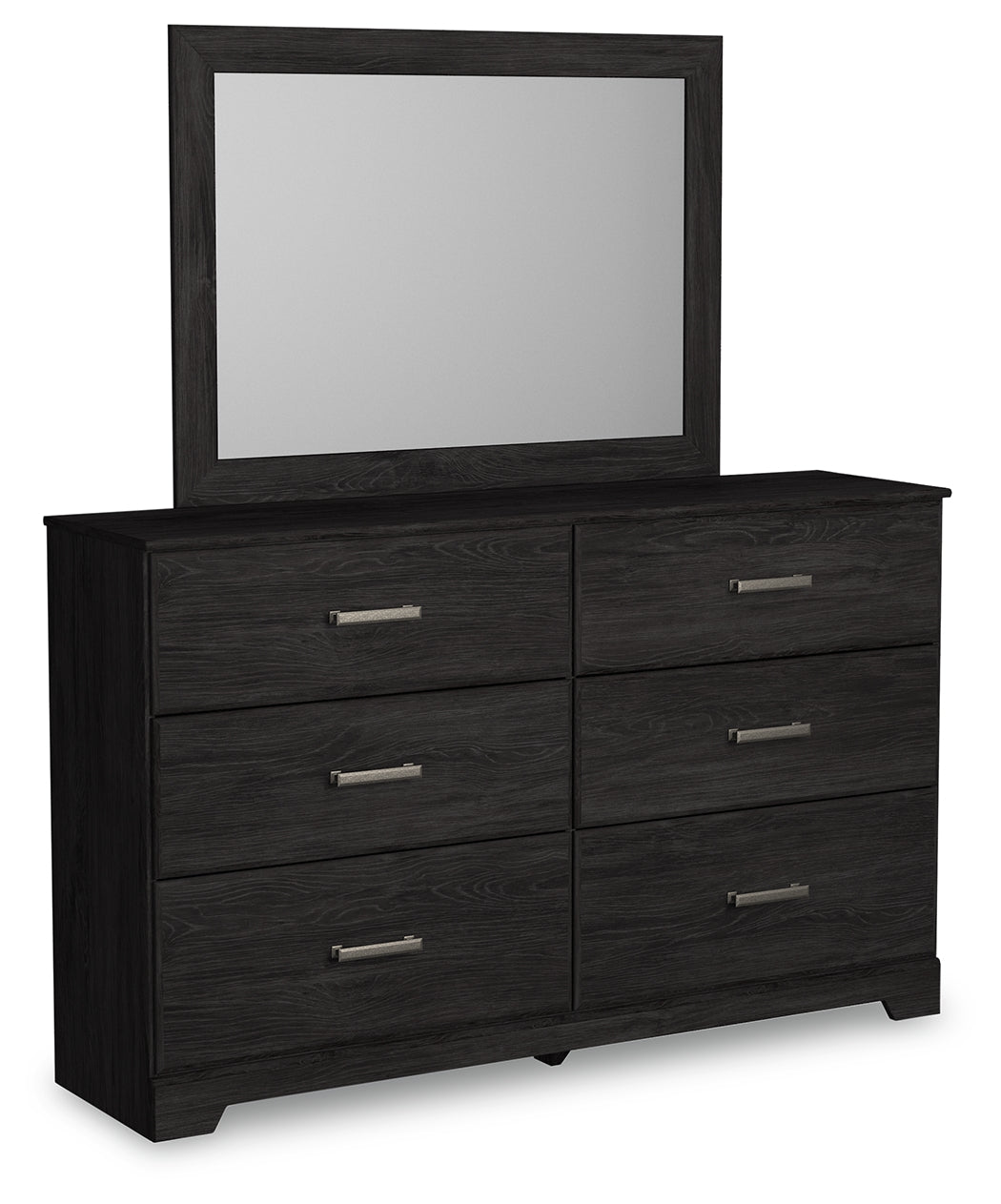 Belachime Charcoal King Panel Bed, Dresser Mirror and 2 Nightstands