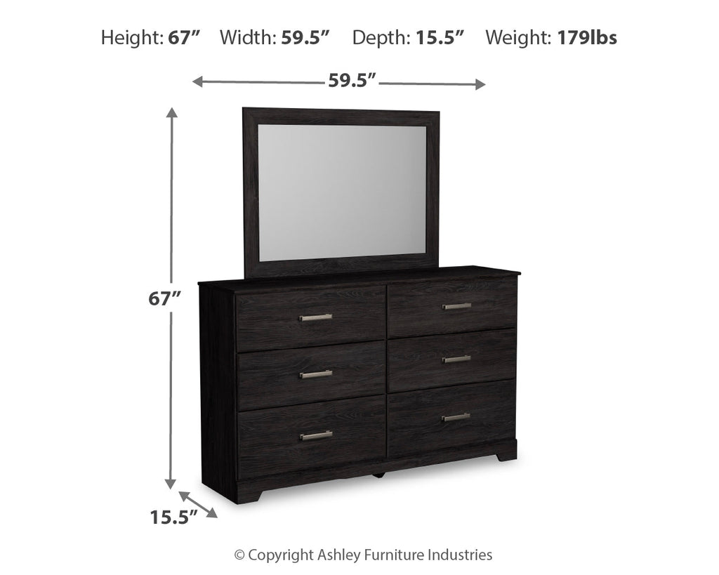Belachime Charcoal King Panel Bed, Dresser Mirror and 2 Nightstands