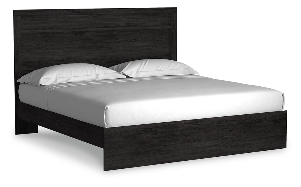 Belachime Charcoal King Panel Bed, Dresser Mirror and 2 Nightstands