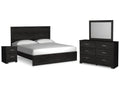 Belachime King Panel Bed, Dresser, Mirror, and Nightstand, Charcoal