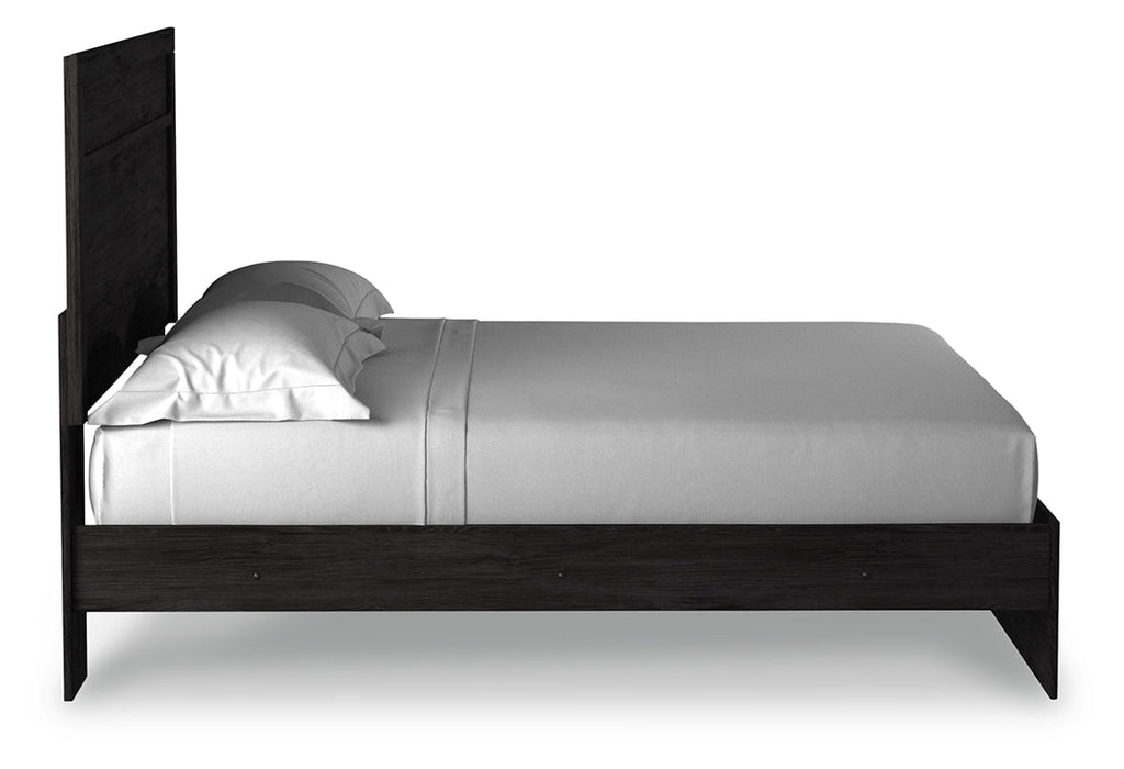 Belachime King Panel Bed, Dresser, Mirror, and Nightstand, Charcoal