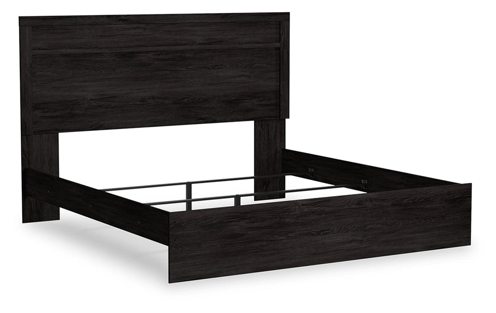Belachime King Panel Bed, Dresser, Mirror, and Nightstand, Charcoal