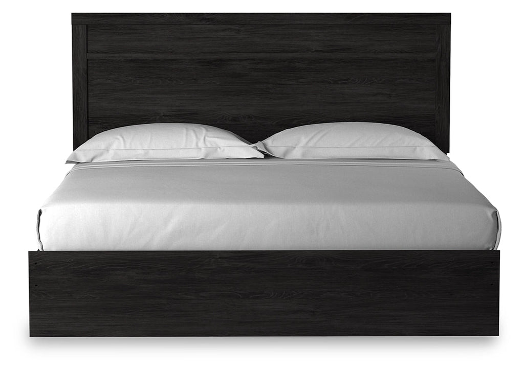 Belachime Charcoal King Panel Bed & Nightstand