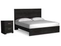 Belachime Charcoal King Panel Bed & Nightstand