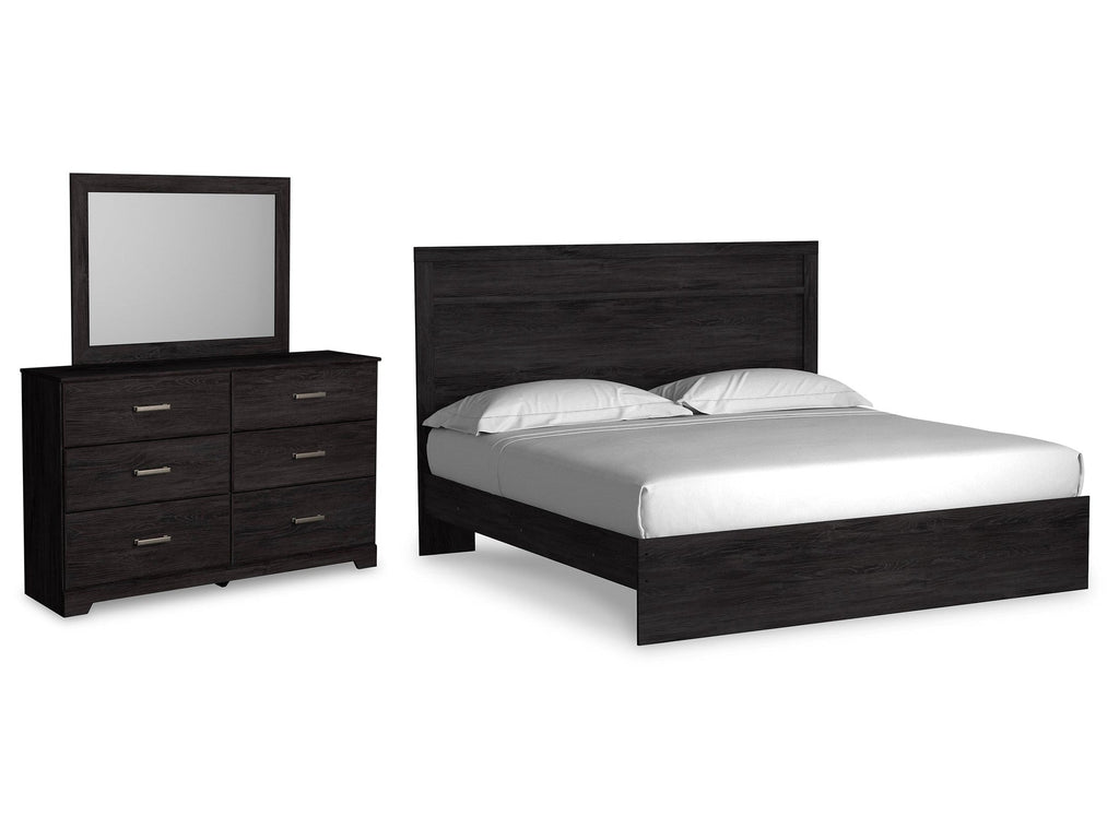 Belachime Charcoal King Panel Bedroom Set with Dresser and Mirror