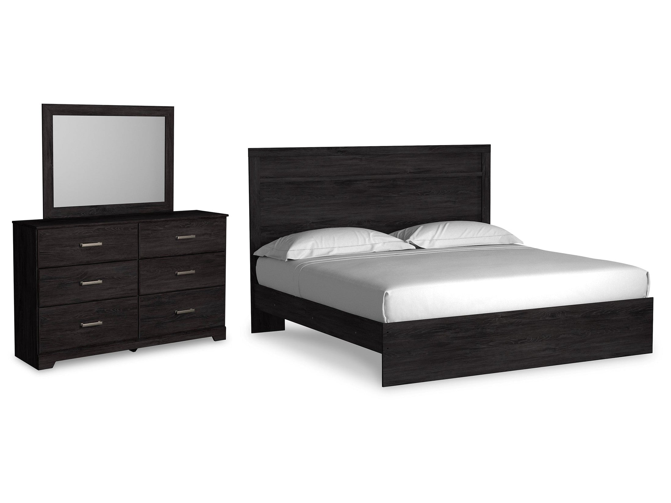 Belachime Charcoal King Panel Bedroom Set with Dresser and Mirror