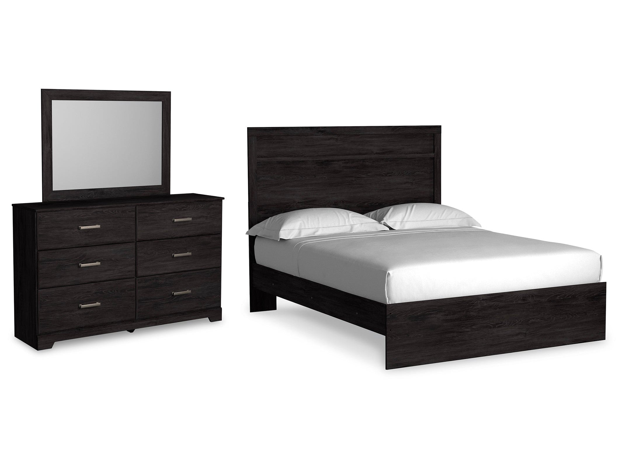 Belachime Charcoal Queen Panel Bedroom Set with Dresser and Mirror