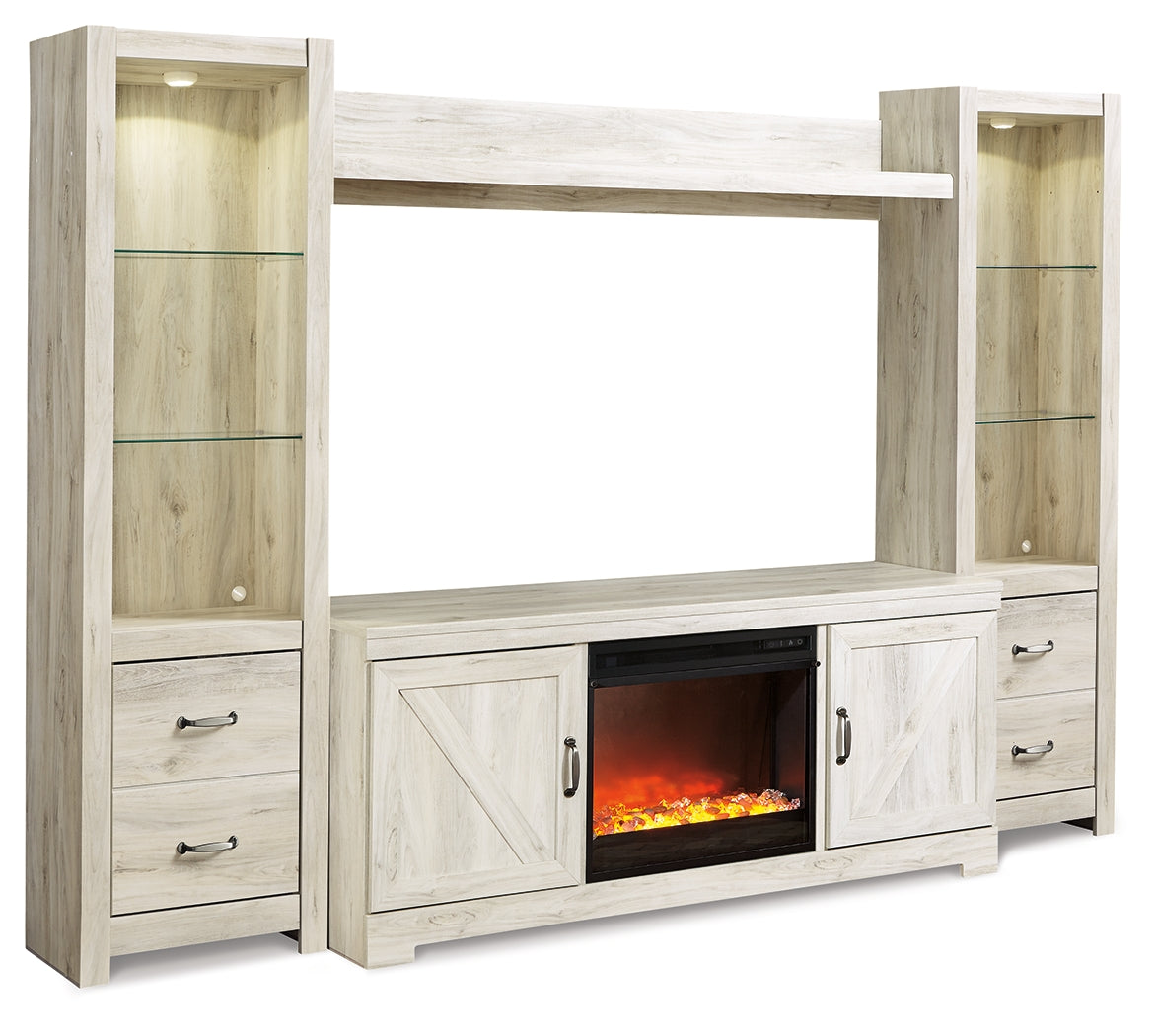 Bellaby Black 4-Piece Entertainment Center with Fireplace