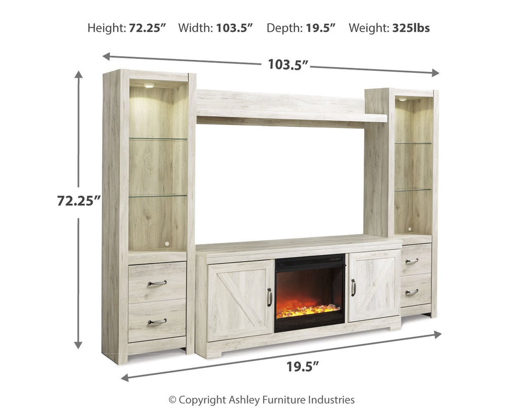 Bellaby Black 4-Piece Entertainment Center with Fireplace