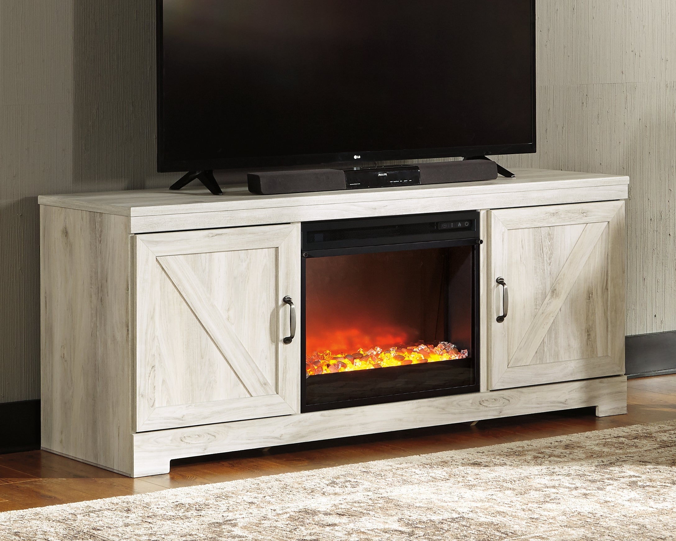 Bellaby Black 63" TV Stand with Fireplace