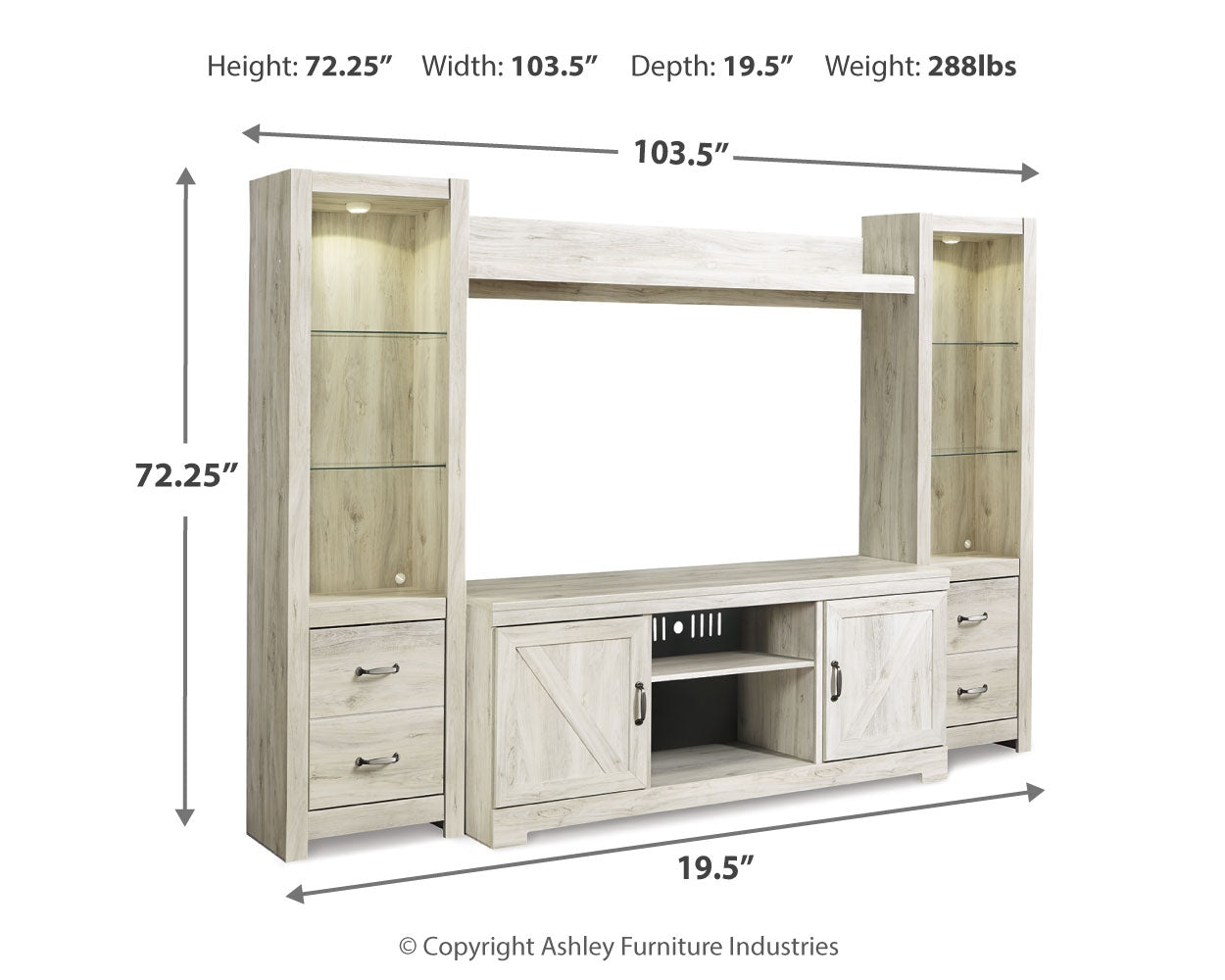 Bellaby Whitewash 4-Piece Entertainment Center