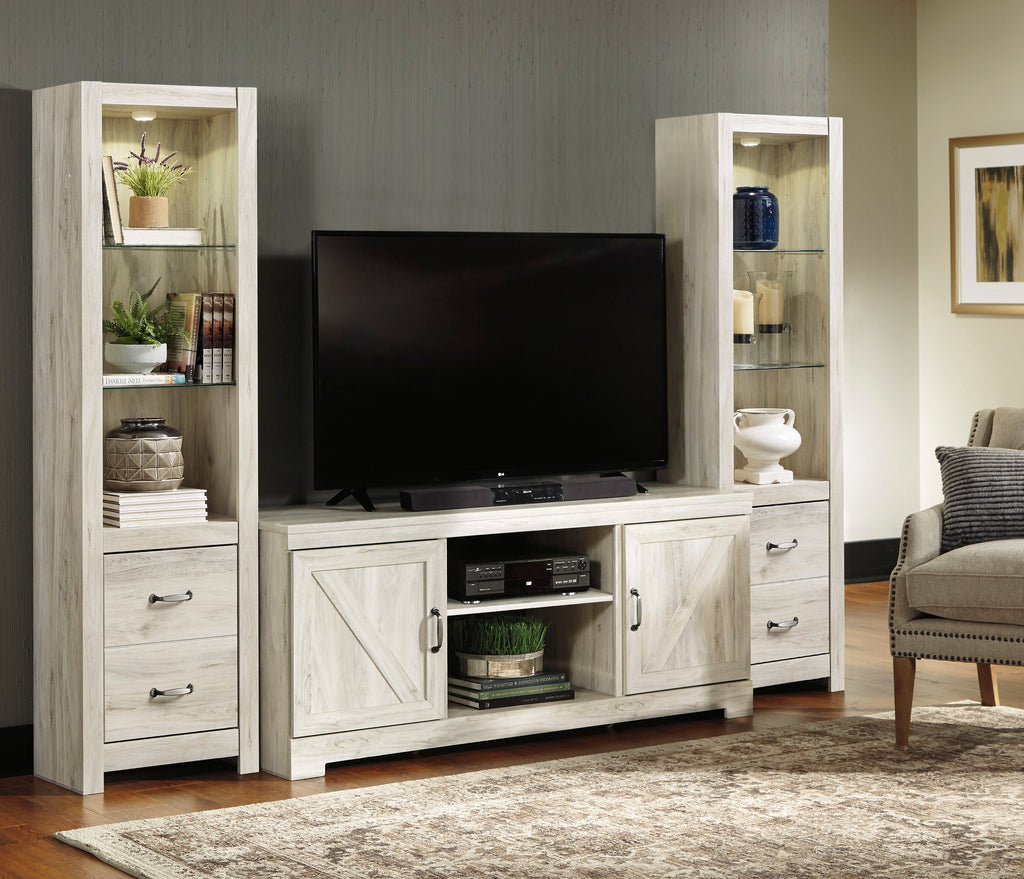 Bellaby Whitewash 63" TV Stand w/Fireplace Option