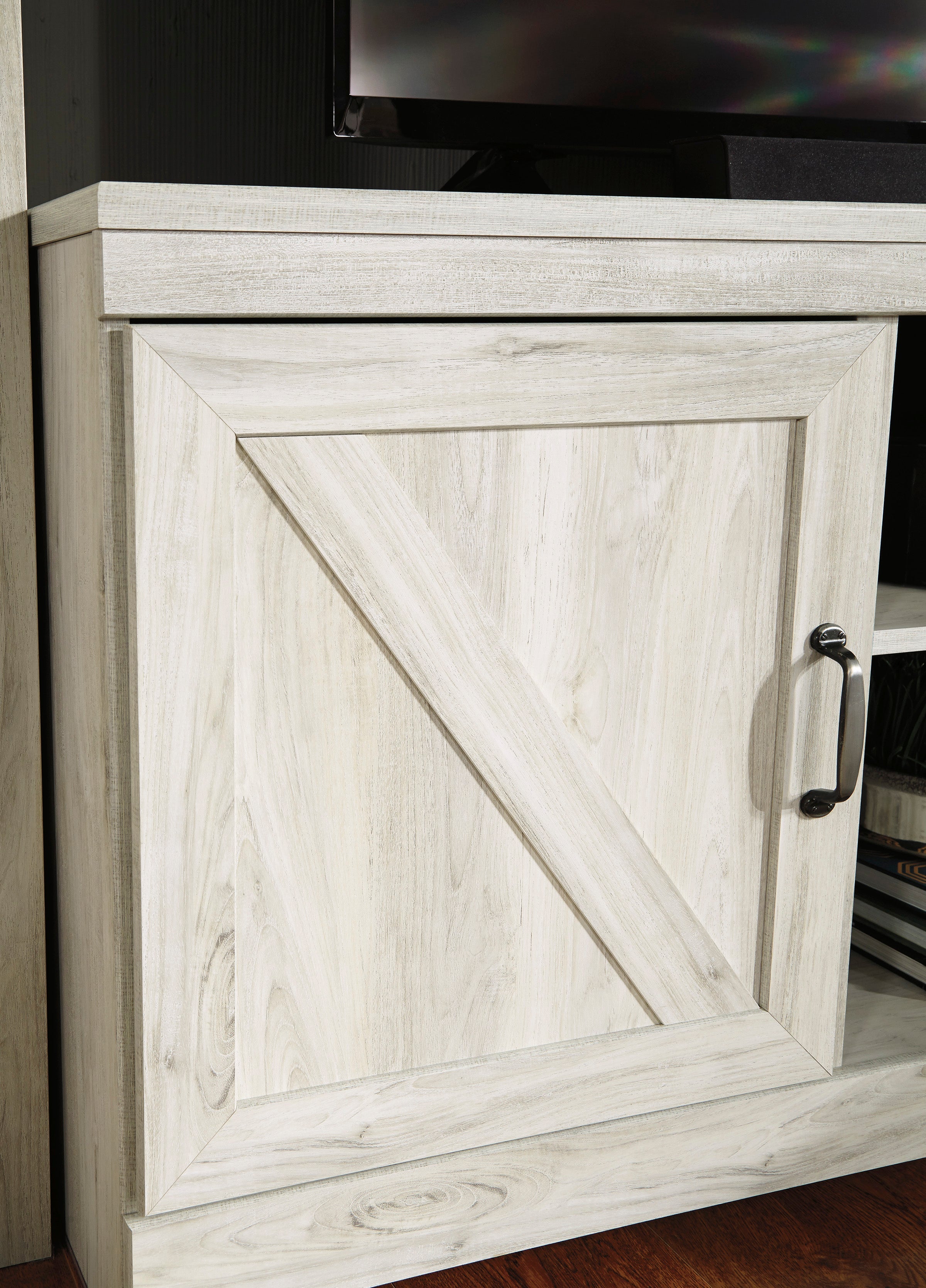 Bellaby Whitewash 63" TV Stand w/Fireplace Option