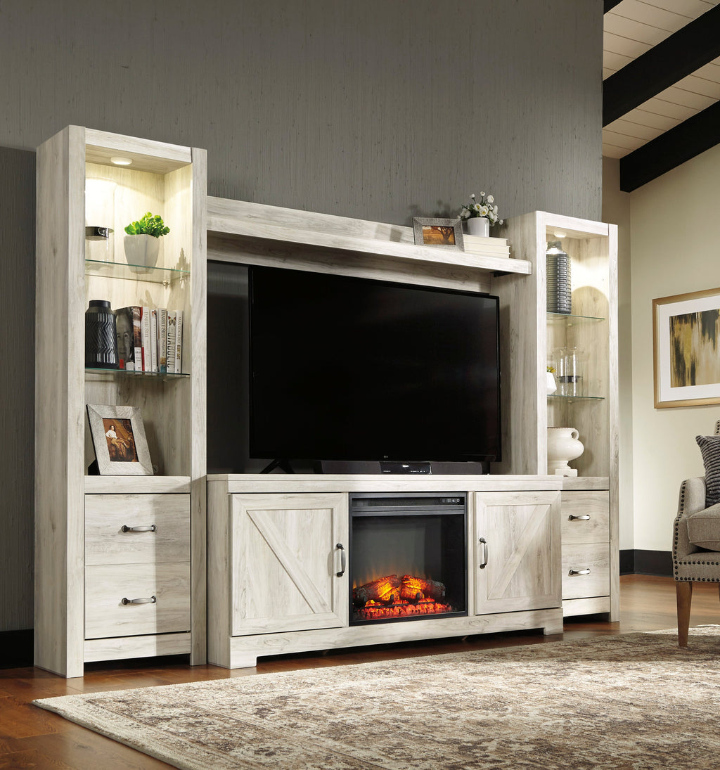 Bellaby Whitewash 63" TV Stand w/Fireplace Option
